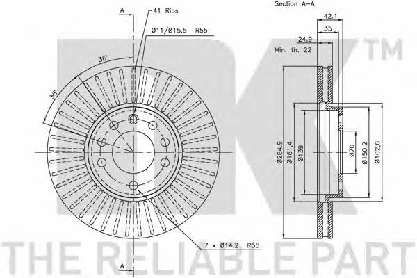 Тормозной диск передний вентилируемый NK 203645