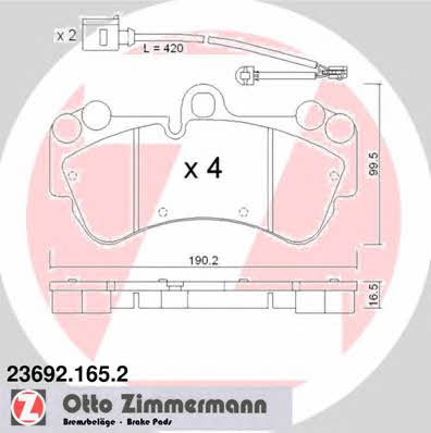 Otto Zimmermann 23692.165.2 Гальмівні колодки, комплект 236921652: Купити в Україні - Добра ціна на EXIST.UA!