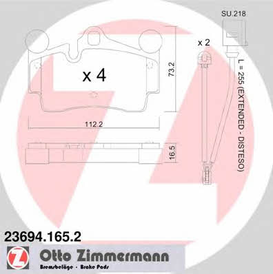 Otto Zimmermann 23694.165.2 Гальмівні колодки, комплект 236941652: Купити в Україні - Добра ціна на EXIST.UA!