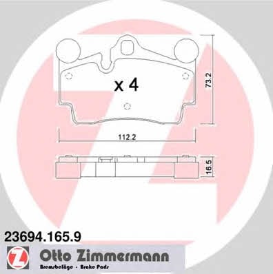 Otto Zimmermann 23694.165.9 Гальмівні колодки, комплект 236941659: Купити в Україні - Добра ціна на EXIST.UA!