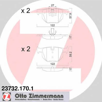 Гальмівні колодки, комплект Otto Zimmermann 23732.170.1