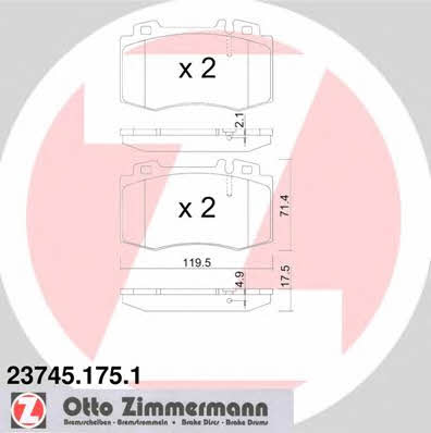 Otto Zimmermann 23745.175.1 Гальмівні колодки, комплект 237451751: Купити в Україні - Добра ціна на EXIST.UA!