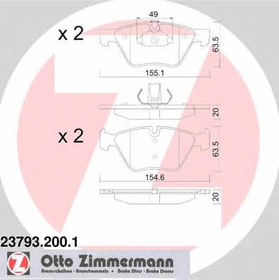 Otto Zimmermann 23793.200.1 Гальмівні колодки, комплект 237932001: Купити в Україні - Добра ціна на EXIST.UA!
