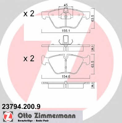 Otto Zimmermann 23794.200.9 Гальмівні колодки, комплект 237942009: Купити в Україні - Добра ціна на EXIST.UA!