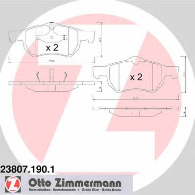 Otto Zimmermann 23807.190.1 Гальмівні колодки, комплект 238071901: Купити в Україні - Добра ціна на EXIST.UA!