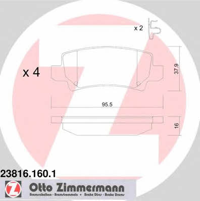 Otto Zimmermann 23816.160.1 Гальмівні колодки, комплект 238161601: Купити в Україні - Добра ціна на EXIST.UA!