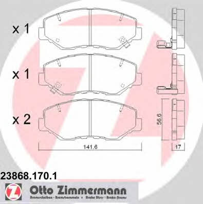 Otto Zimmermann 23868.170.1 Гальмівні колодки, комплект 238681701: Купити в Україні - Добра ціна на EXIST.UA!