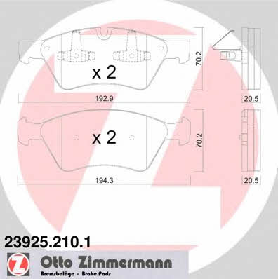 Otto Zimmermann 23925.210.1 Гальмівні колодки, комплект 239252101: Купити в Україні - Добра ціна на EXIST.UA!