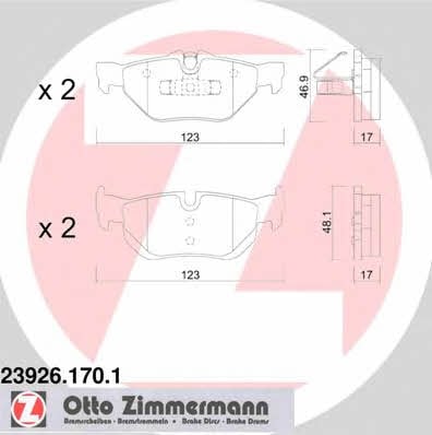 Otto Zimmermann 23926.170.1 Гальмівні колодки, комплект 239261701: Купити в Україні - Добра ціна на EXIST.UA!