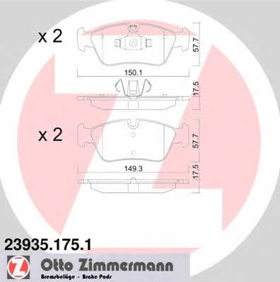 Otto Zimmermann 23935.175.1 Гальмівні колодки, комплект 239351751: Купити в Україні - Добра ціна на EXIST.UA!