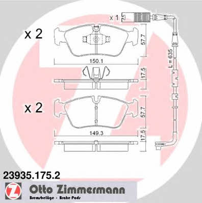 Otto Zimmermann 23935.175.2 Гальмівні колодки, комплект 239351752: Купити в Україні - Добра ціна на EXIST.UA!