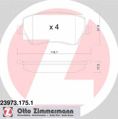 Otto Zimmermann 23973.175.1 Гальмівні колодки, комплект 239731751: Купити в Україні - Добра ціна на EXIST.UA!