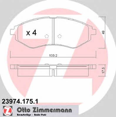 Otto Zimmermann 23974.175.1 Гальмівні колодки, комплект 239741751: Купити в Україні - Добра ціна на EXIST.UA!