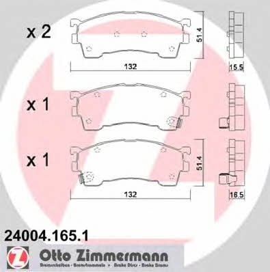 Otto Zimmermann 24004.165.1 Гальмівні колодки, комплект 240041651: Купити в Україні - Добра ціна на EXIST.UA!