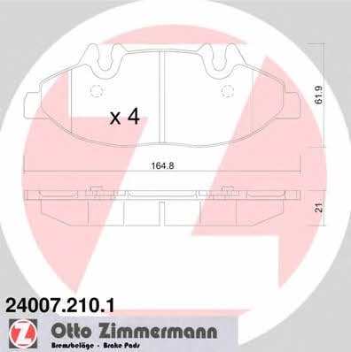 Otto Zimmermann 24007.210.1 Гальмівні колодки, комплект 240072101: Купити в Україні - Добра ціна на EXIST.UA!