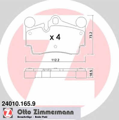Otto Zimmermann 24010.165.9 Гальмівні колодки, комплект 240101659: Купити в Україні - Добра ціна на EXIST.UA!