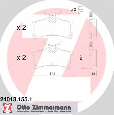 Otto Zimmermann 24013.155.1 Гальмівні колодки, комплект 240131551: Купити в Україні - Добра ціна на EXIST.UA!