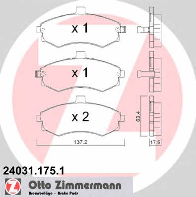 Otto Zimmermann 24031.175.1 Гальмівні колодки, комплект 240311751: Купити в Україні - Добра ціна на EXIST.UA!
