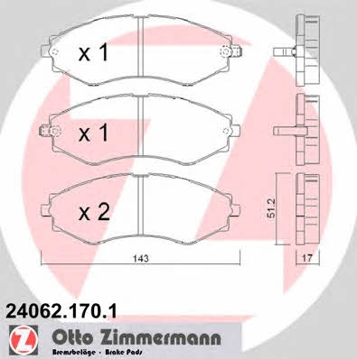 Otto Zimmermann 24062.170.1 Гальмівні колодки, комплект 240621701: Купити в Україні - Добра ціна на EXIST.UA!