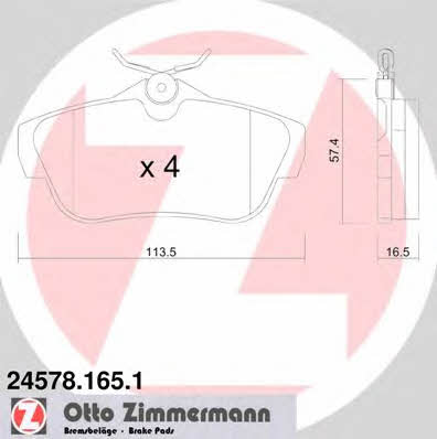 Otto Zimmermann 24578.165.1 Гальмівні колодки, комплект 245781651: Купити в Україні - Добра ціна на EXIST.UA!