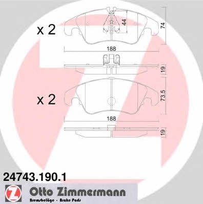 Otto Zimmermann 24743.190.1 Гальмівні колодки, комплект 247431901: Приваблива ціна - Купити в Україні на EXIST.UA!