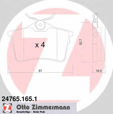 Otto Zimmermann 24765.165.1 Гальмівні колодки, комплект 247651651: Купити в Україні - Добра ціна на EXIST.UA!