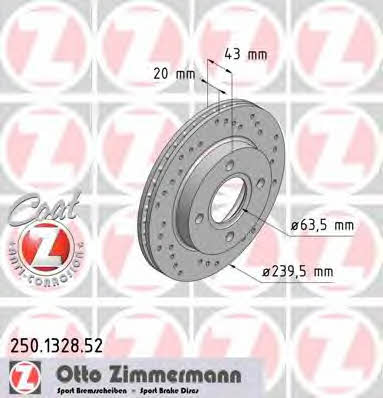 Otto Zimmermann 250.1328.52 Диск гальмівний передній вентильований 250132852: Купити в Україні - Добра ціна на EXIST.UA!