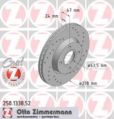 Otto Zimmermann 250.1338.52 Диск гальмівний передній вентильований 250133852: Купити в Україні - Добра ціна на EXIST.UA!