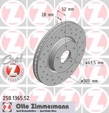 Otto Zimmermann 250.1365.52 Диск гальмівний передній вентильований 250136552: Купити в Україні - Добра ціна на EXIST.UA!