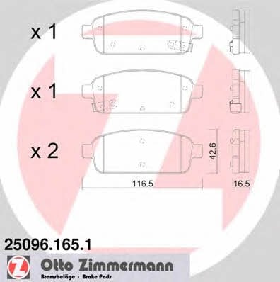 Otto Zimmermann 25096.165.1 Гальмівні колодки, комплект 250961651: Купити в Україні - Добра ціна на EXIST.UA!