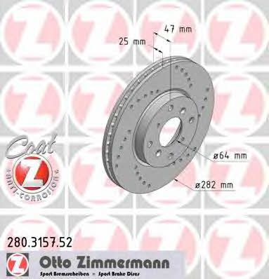 Otto Zimmermann 280.3157.52 Диск гальмівний 280315752: Купити в Україні - Добра ціна на EXIST.UA!