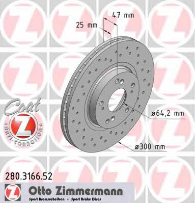 Otto Zimmermann 280.3166.52 Диск гальмівний передній вентильований 280316652: Приваблива ціна - Купити в Україні на EXIST.UA!