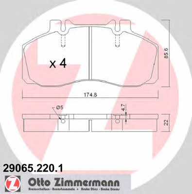 Otto Zimmermann 29065.220.1 Гальмівні колодки, комплект 290652201: Приваблива ціна - Купити в Україні на EXIST.UA!
