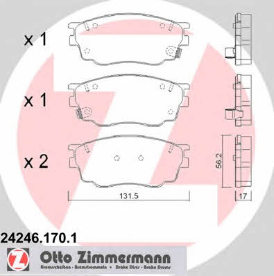Otto Zimmermann 24246.170.1 Гальмівні колодки, комплект 242461701: Купити в Україні - Добра ціна на EXIST.UA!