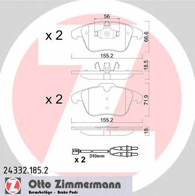 Otto Zimmermann 24332.185.2 Гальмівні колодки, комплект 243321852: Купити в Україні - Добра ціна на EXIST.UA!
