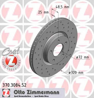 Otto Zimmermann 370.3084.52 Диск гальмівний передній вентильований 370308452: Купити в Україні - Добра ціна на EXIST.UA!