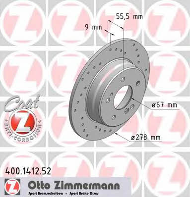 Otto Zimmermann 400.1412.52 Диск гальмівний задній невентильований 400141252: Купити в Україні - Добра ціна на EXIST.UA!