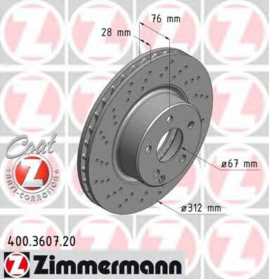 Диск тормозной Otto Zimmermann 400.3607.20