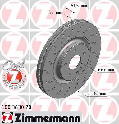 Otto Zimmermann 400.3630.20 Тормозной диск передний вентилируемый 400363020: Отличная цена - Купить в Украине на EXIST.UA! 400363020 Otto Zimmermann Тормозной диск передний вентилируемый