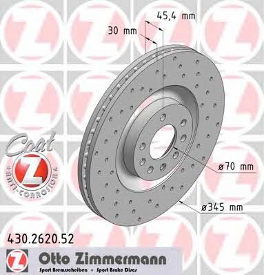 Otto Zimmermann 430.2620.52 Диск гальмівний передній вентильований 430262052: Купити в Україні - Добра ціна на EXIST.UA!
