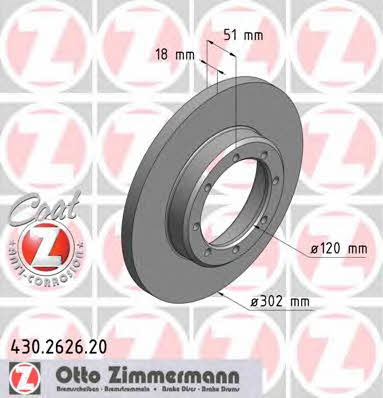 Otto Zimmermann 430.2626.20 Диск гальмівний задній невентильований 430262620: Купити в Україні - Добра ціна на EXIST.UA!