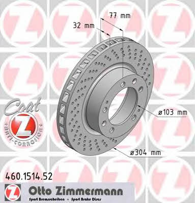 Otto Zimmermann 460.1514.52 Диск гальмівний передній вентильований 460151452: Купити в Україні - Добра ціна на EXIST.UA!