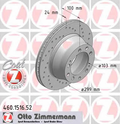 Otto Zimmermann 460.1516.52 Диск гальмівний задній вентильований 460151652: Купити в Україні - Добра ціна на EXIST.UA!