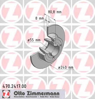 Otto Zimmermann 470.2417.00 Диск гальмівний задній невентильований 470241700: Купити в Україні - Добра ціна на EXIST.UA!