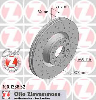 Otto Zimmermann 100.1238.52 Диск гальмівний передній вентильований 100123852: Купити в Україні - Добра ціна на EXIST.UA!