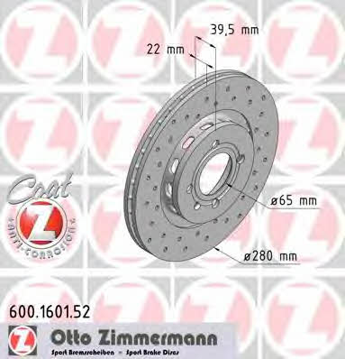 Otto Zimmermann 600.1601.52 Диск гальмівний передній вентильований 600160152: Купити в Україні - Добра ціна на EXIST.UA!