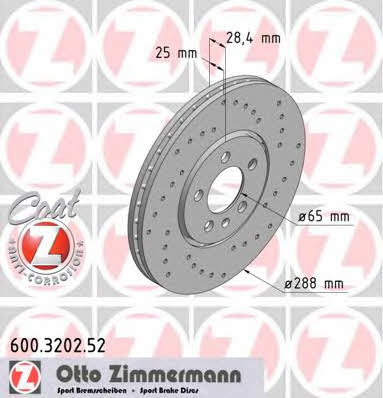 Otto Zimmermann 600.3202.52 Диск гальмівний передній вентильований 600320252: Купити в Україні - Добра ціна на EXIST.UA!