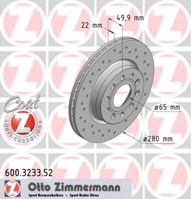 Otto Zimmermann 600.3233.52 Диск гальмівний передній вентильований 600323352: Купити в Україні - Добра ціна на EXIST.UA!