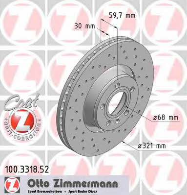 Otto Zimmermann 100.3318.52 Диск гальмівний передній вентильований 100331852: Купити в Україні - Добра ціна на EXIST.UA!
