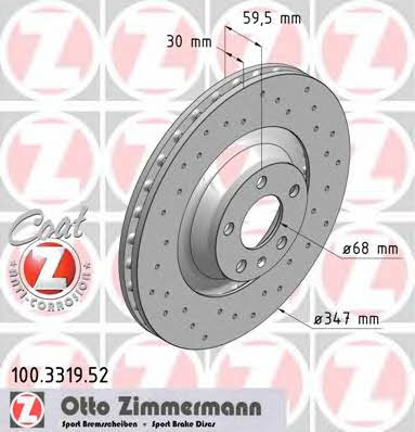 Otto Zimmermann 100.3319.52 Диск гальмівний передній вентильований 100331952: Купити в Україні - Добра ціна на EXIST.UA!